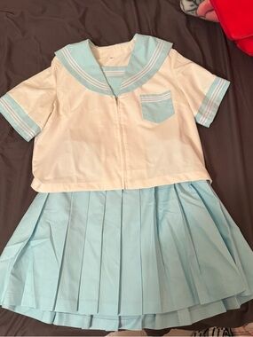 JK Kawaii Light Blue & White Sailor Mini Dress